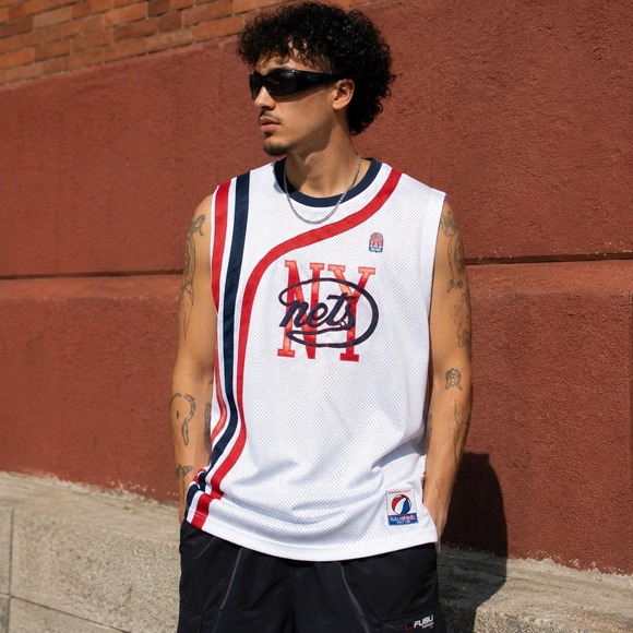 FUBU Athletic Other - Vintage FUBU Athletic NY Nets ABA‎ Hardwood Classics Mesh Jersey Men's XL White